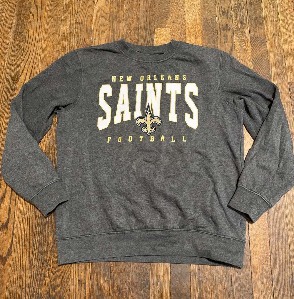 NFL New Orleans Saints Sweatshirt Crewneck Gray Football Medium